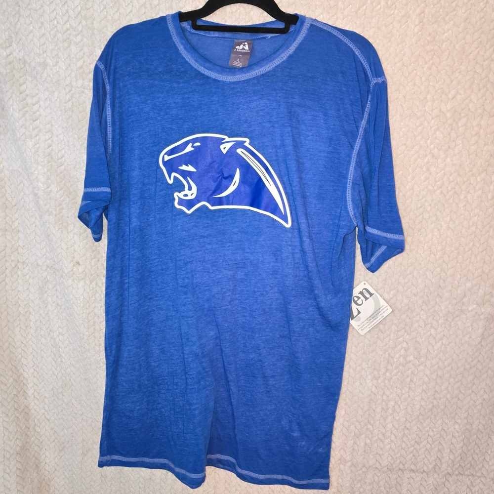 NWT J America Zen Blue Big Cat T-Shirt L Panther Cougar GSU FIU Pitt Mascot NCAA